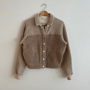 Outdoor Voices MegaFleece Bomber Jacket in  Amber and Oatmeal